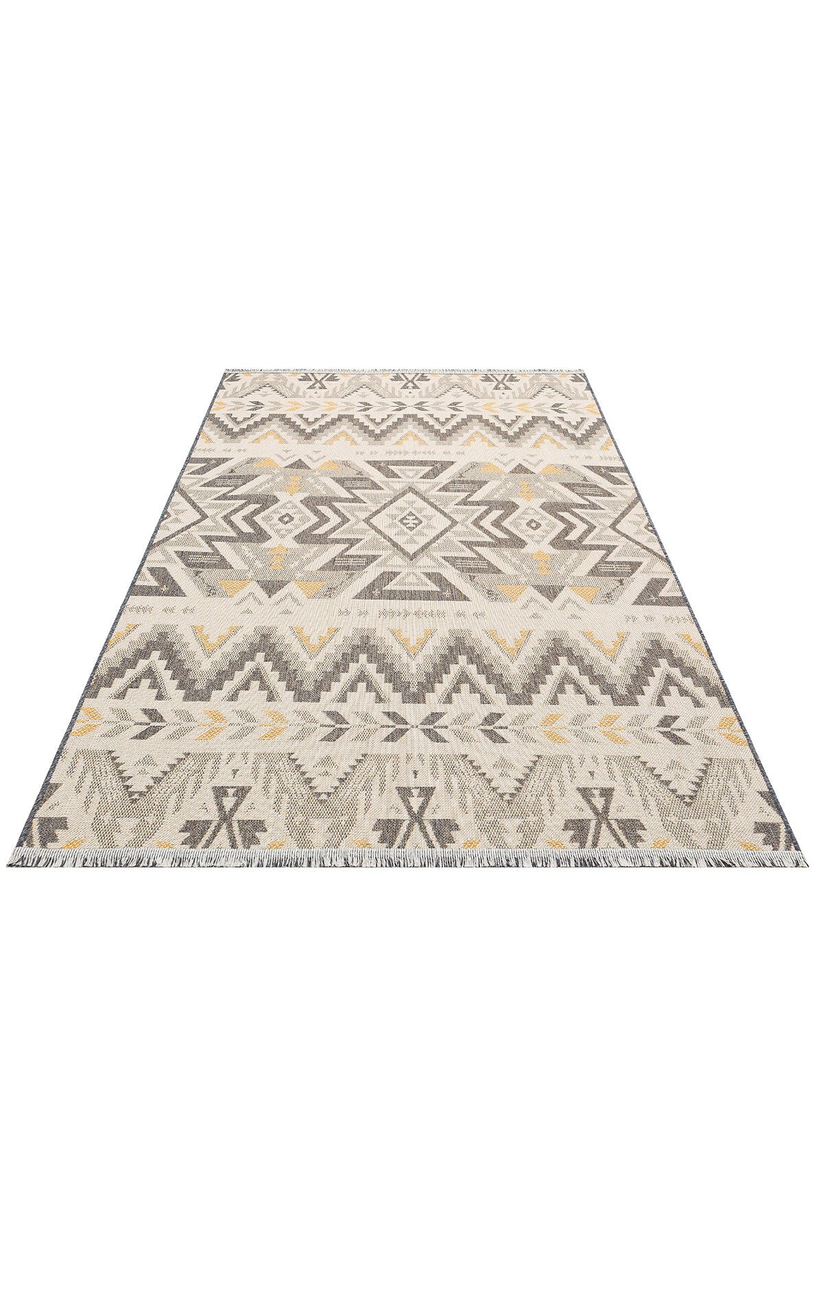 PNM 05 GREY YELLOW - PANAMA - Natural Yıkanabilir Kaymaz Tabanlı Tok Dokuma Kilim